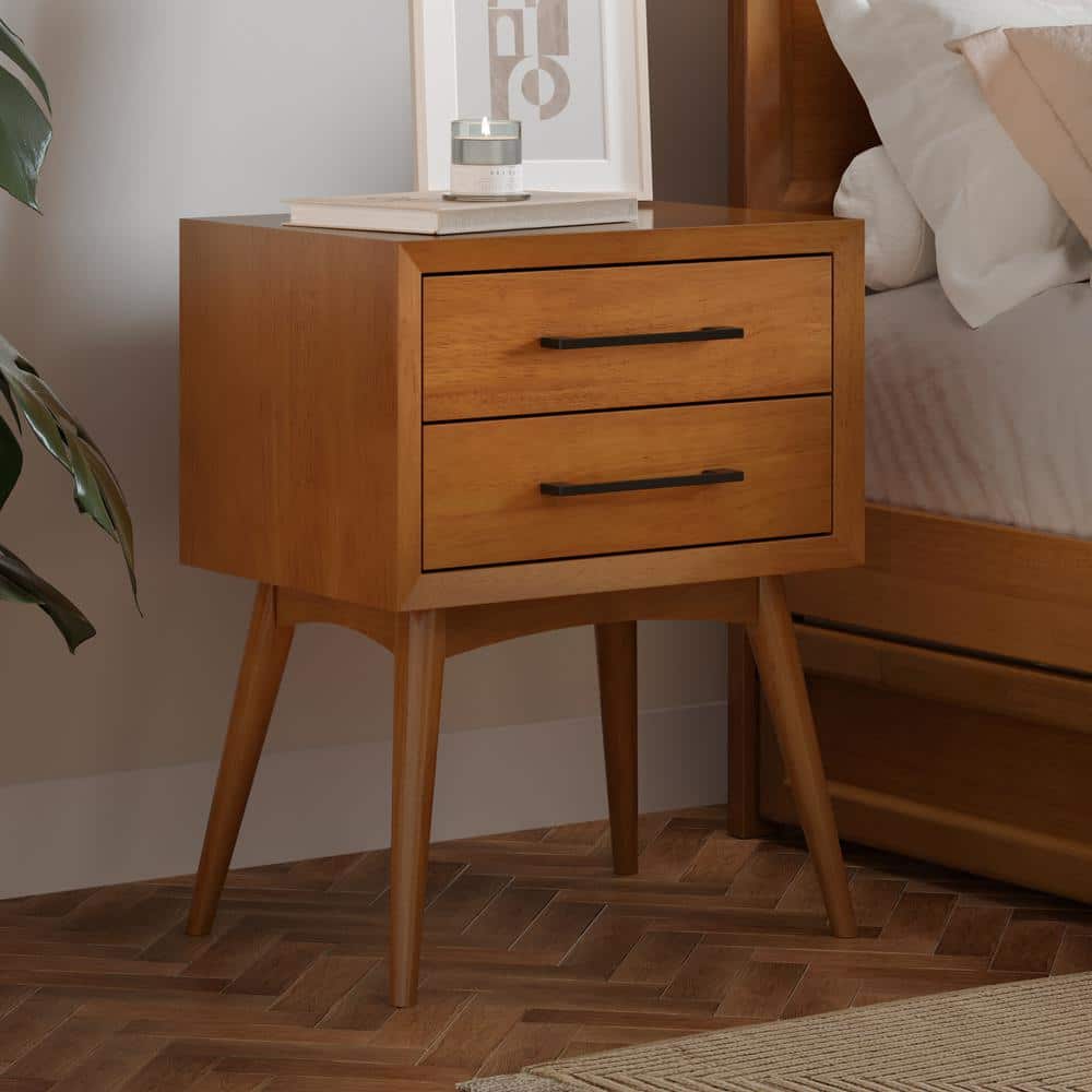 AFI Pasadena Mid Century Modern Light Toffee 2 Drawer Nightstand