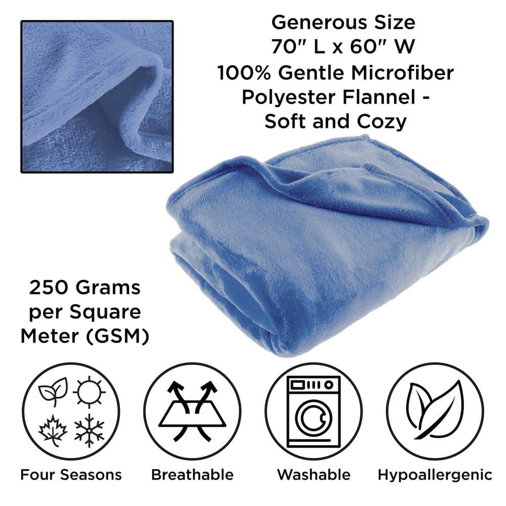 Oversized Blue Flannel Fleece Throw Blanket