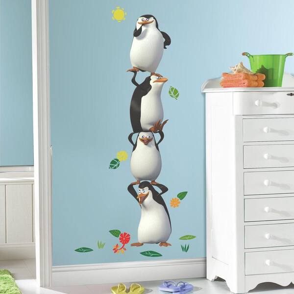 RoomMates 5 in. x 19 in. Penguins of Madagascar Peel and Stick Giant Wall Decal (18-Piece)