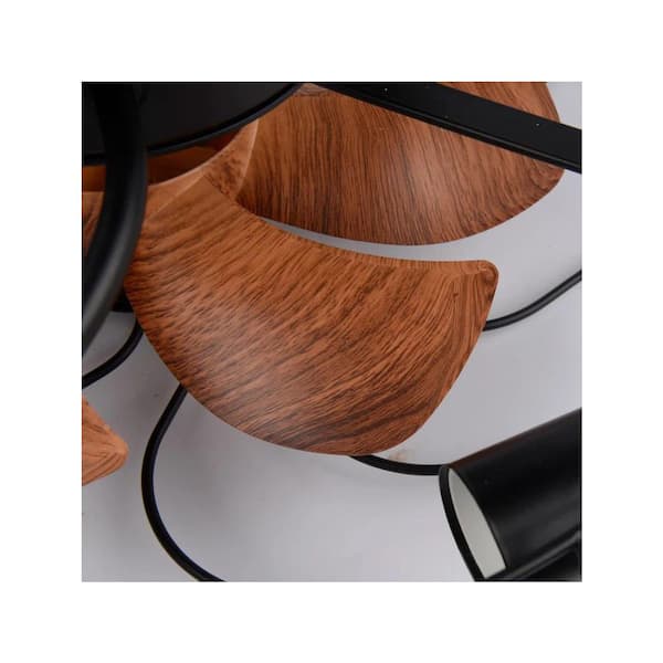 TOZING 19.6 in. Indoor Black 4-Light Wood Industrial Bladeless