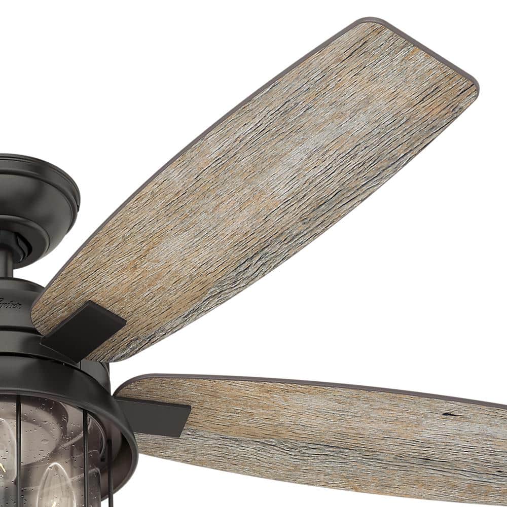 52" Noble Bronze Ceiling Fan with Seeded Glass Light
