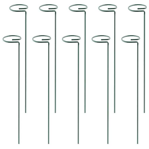 Afoxsos 16 in. Iron Plant Support Stakes Garden Flower Single Stem Support Stake Plant Cage Support Ring (10-Pieces)