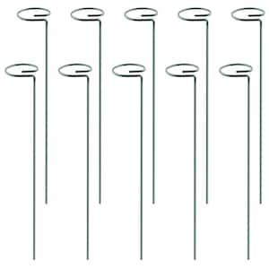 16 in. Iron Plant Support Stakes Garden Flower Single Stem Support Stake Plant Cage Support Ring (10-Pieces)