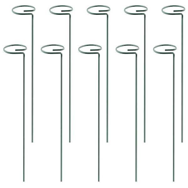 Afoxsos 16 in. Iron Plant Support Stakes Garden Flower Single Stem Support Stake Plant Cage Support Ring (10-Pieces)