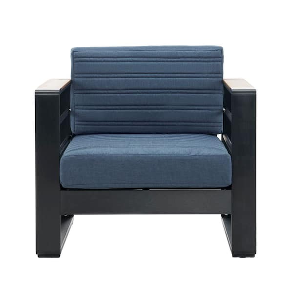 Unbranded Alumiumn Frame Outdoor Club Chair with Blue Water-Resisent Cushions