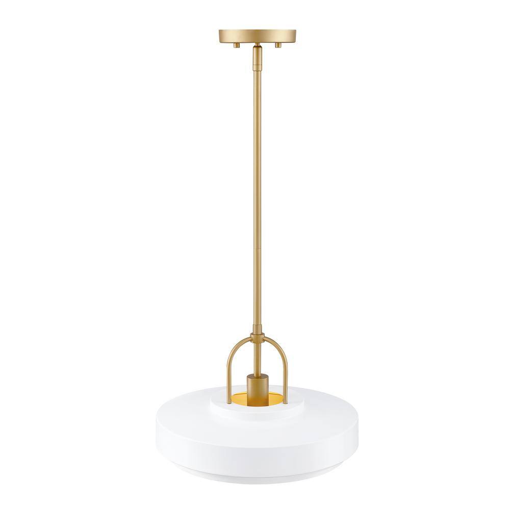 Odea Matte White and Brushed Gold Mid-Century Modern Pendant Light