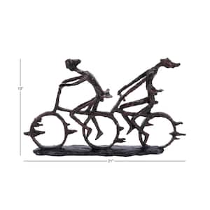 3 in. x 13 in. Brass Polystone People Sculpture with Bike