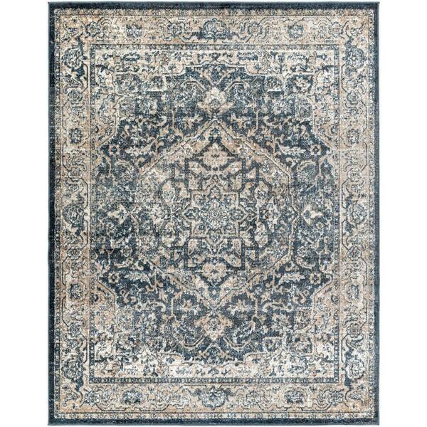 Livabliss Davaro Navy 8 ft. x 10 ft. Traditional Indoor Area Rug