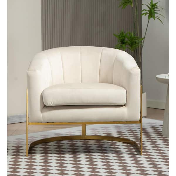 US Pride Furniture US Pride Demon Beige Velvet Arm Chair