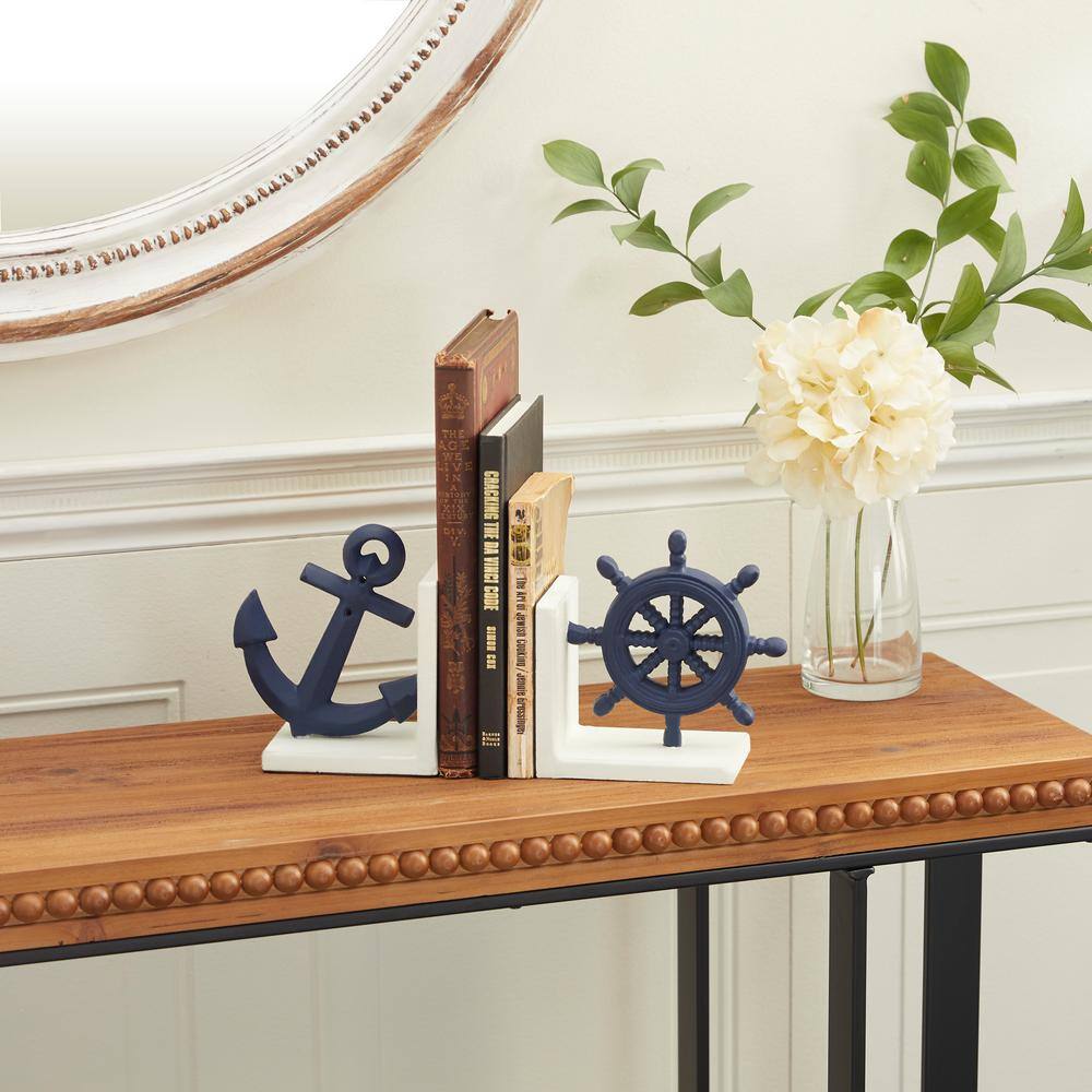 Blue Metal Anchor and Ship Wheel Bookends (Set of 2) price history on PriceWatchPro