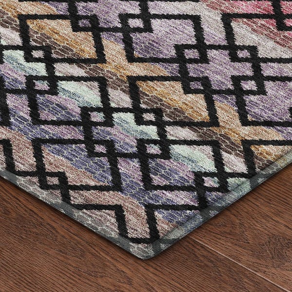Mayfield Premium Machine Washable Abstract AMF2531 Black 10 ft. x 14 ft. Area Rug