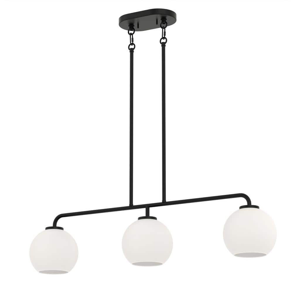 32 in. Modern 3-Light Indoor Island Pendant Light, Black with Glass Shade for Bar, Dining Room, and Kitchen Island price history on PriceWatchPro
