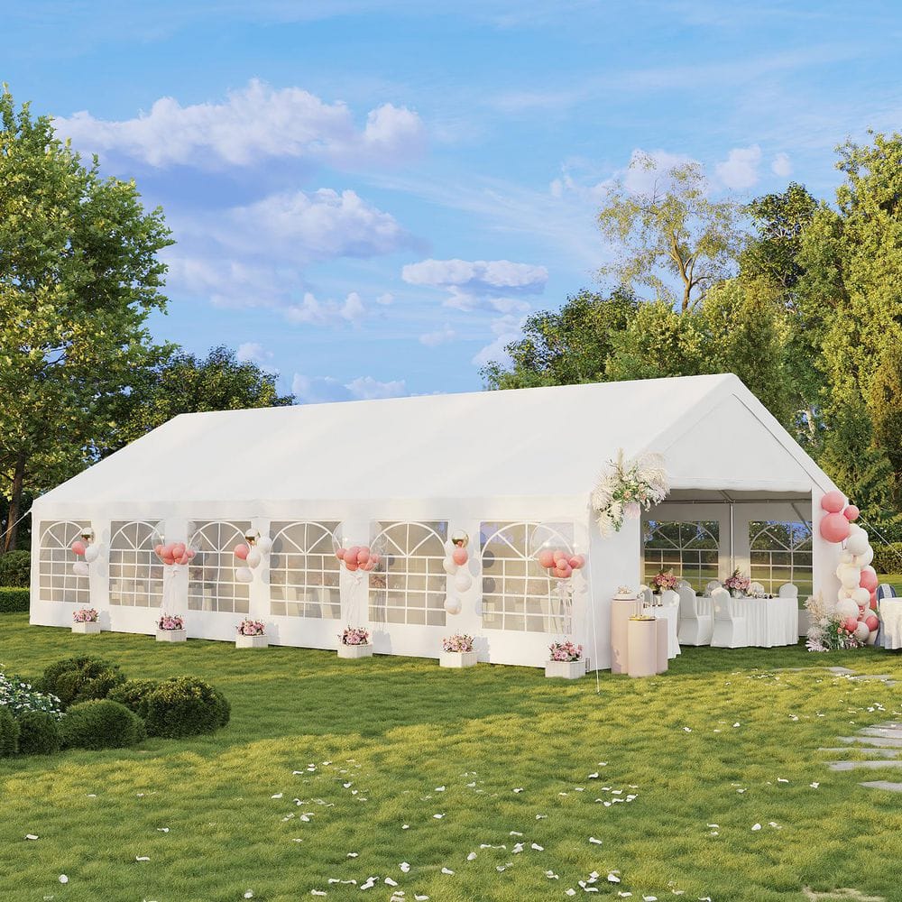 テント・タープ StoreY. Sizzim 40 ft. x 20 ft. White PE Fabric Outdoor Event Shelter with