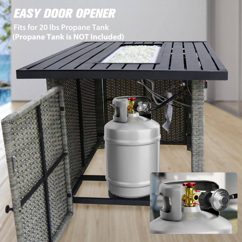 42 Inch Gray Wicker and Aluminum Gas Fire Pit Table