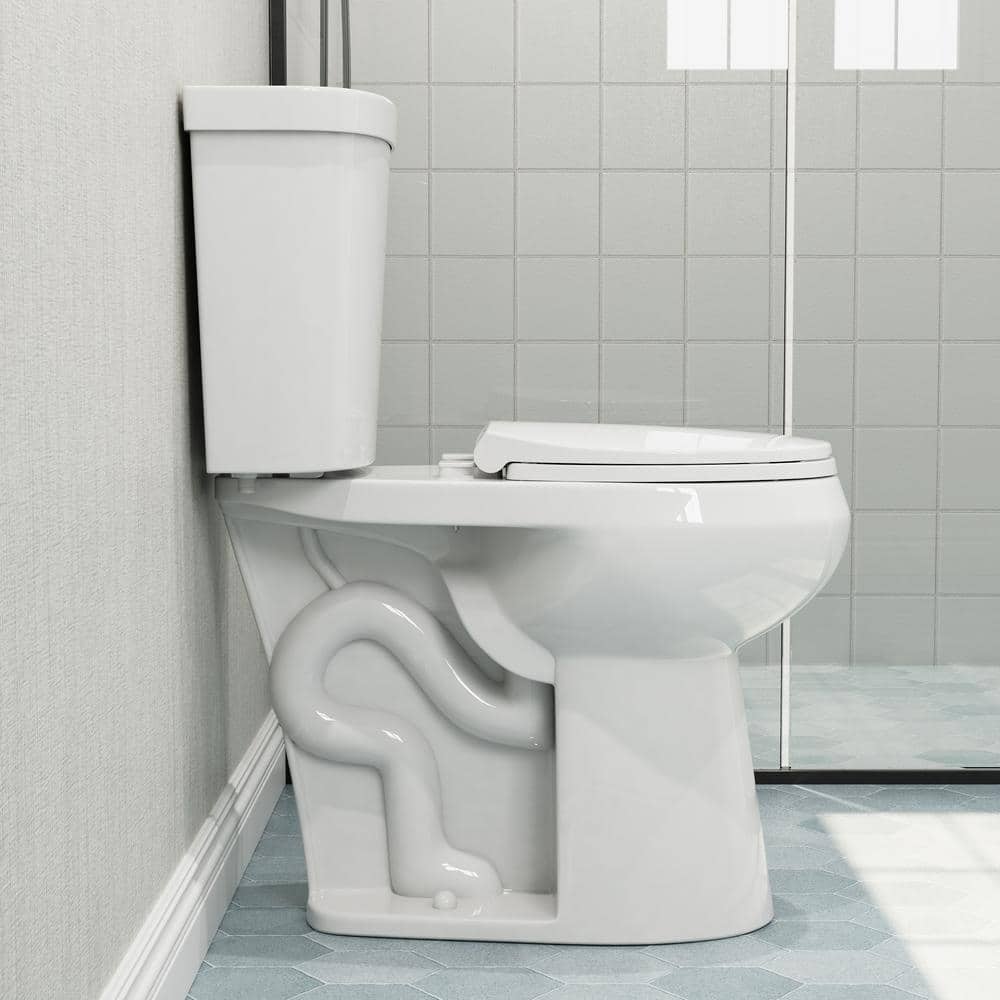 White Vitreous China 21" Tall Round Dual Flush Toilet