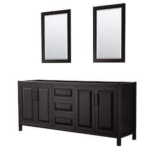 Daria 78.75 in. W x 21.5 in. D x 35 in. H Double Bath Vanity Cabinet without Top in Dark Espresso with 24 in. Mirrors