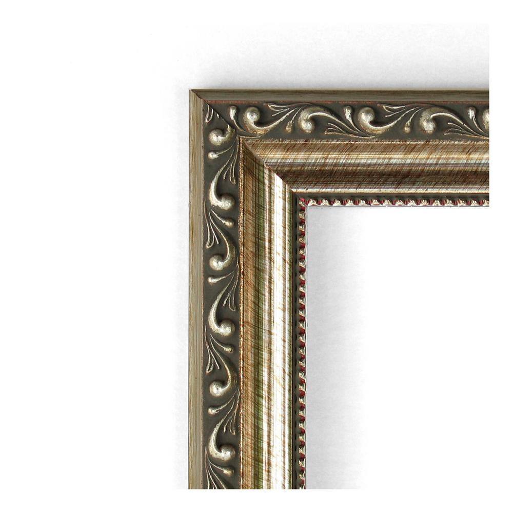 Elegant Parisian Silver Full-Length Beveled Wood Mirror