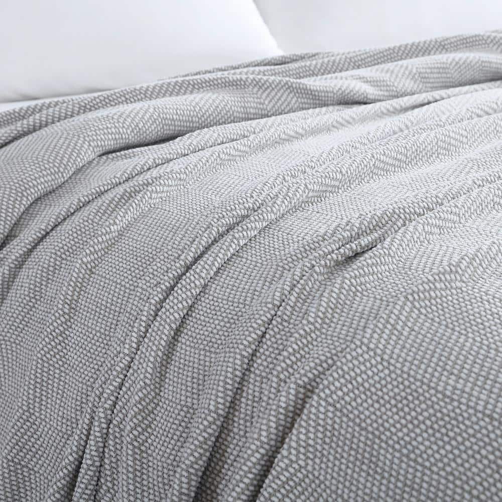 King Grey Cotton Reversible Chenille Blanket