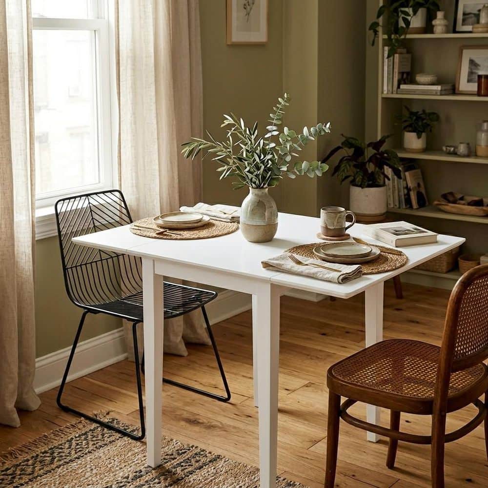 International Concepts Pure White Small Drop-Leaf Dining Table T08