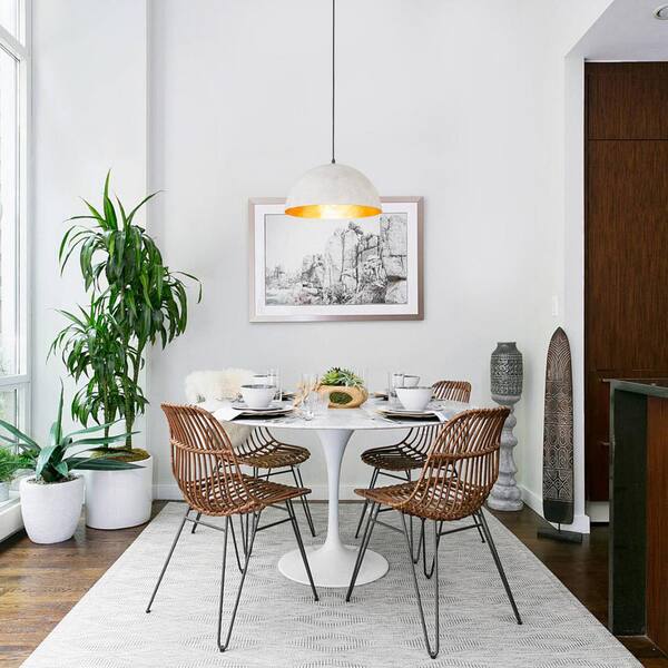 HUOKU PCover 1-Light Antique White Medium Dome Pendant Light with