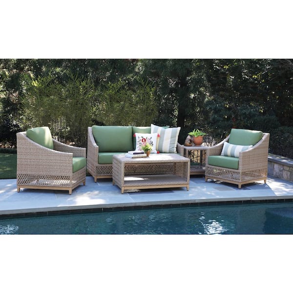 Canopy Prescott 5 Piece Resin Wicker Patio Deep Seating Set With Sunbrella Spectrum Cilantro Cushions Dps8500prec The Home Depot Canopy Prescott 5 Piece Resin Wicker, Prescott Collection Patio Furniture