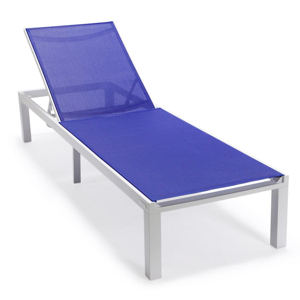 Navy Blue Aluminum Outdoor Chaise Lounge with Adjustable Backrest