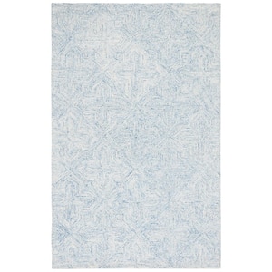 Abstract Blue/Ivory Doormat 3 ft. x 5 ft. Chevron Medallion Area Rug