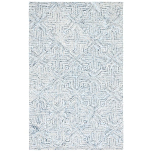 SAFAVIEH Abstract Blue/Ivory Doormat 3 ft. x 5 ft. Chevron Medallion Area Rug