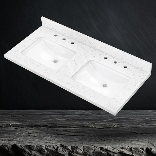 Getpro 48 in. W x 22 in. D Engineered Stone White Rectangular