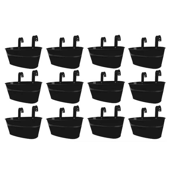 12 Pack, 11.8 in. Black Metal Wrought Iron Hanging Planter Wall Mount Window Box Plant Stand Porch Decor