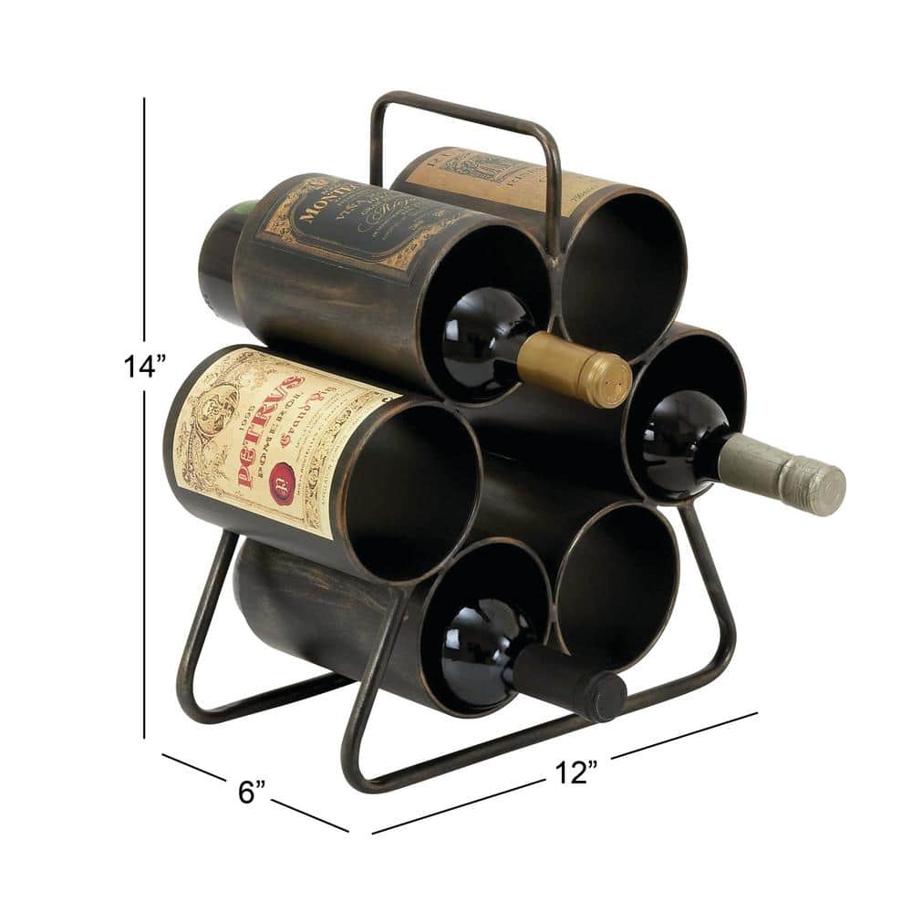 Black Industrial Metal 6-Bottle Tabletop Wine Rack