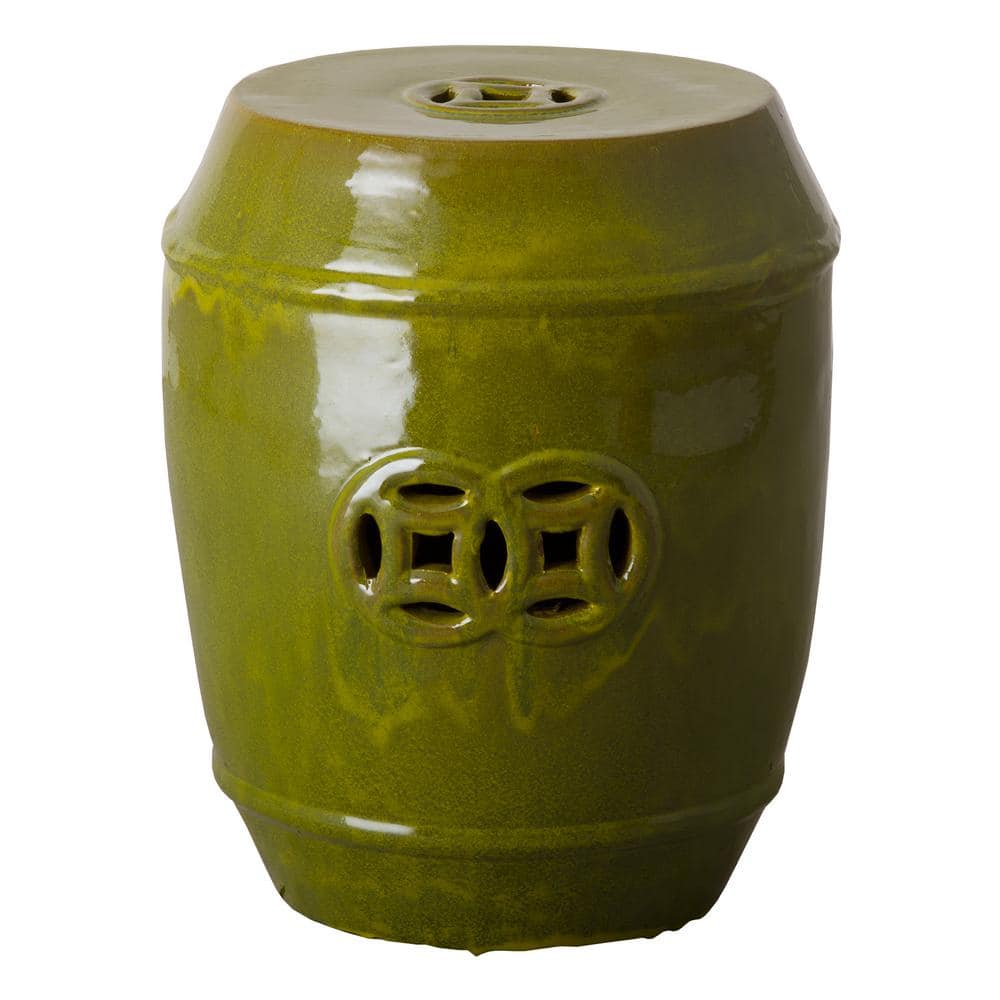 Emissary Fortune Green Ceramic Garden Stool 0539GN - The Home Depot