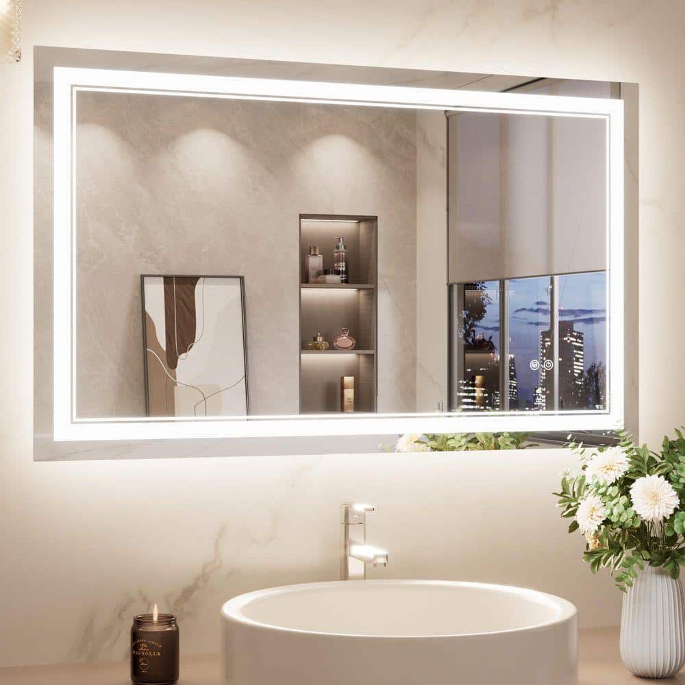 KeonJinn 40 in. W x 24 in. H Rectangular Frameless LED Lighted Wall ...