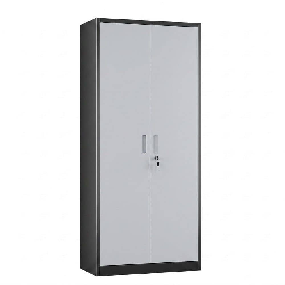 Kaikeeqli 71 in. H x 31.5 in. W x 16 in. D Lockable Black and Gray