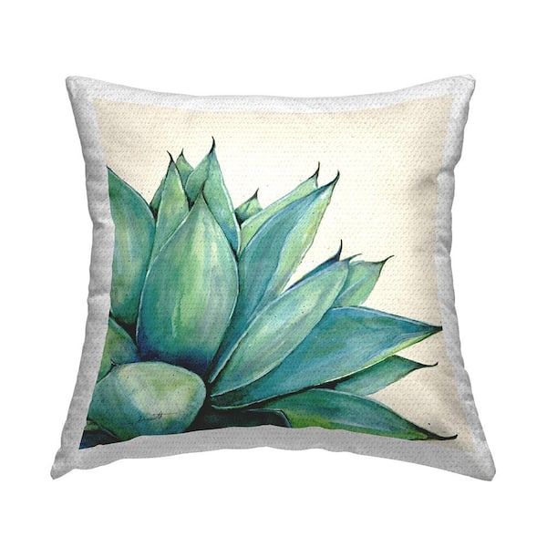 Stupell Industries Green Succulent Shrub Plant Green Square Outdoor Throw Pillow
