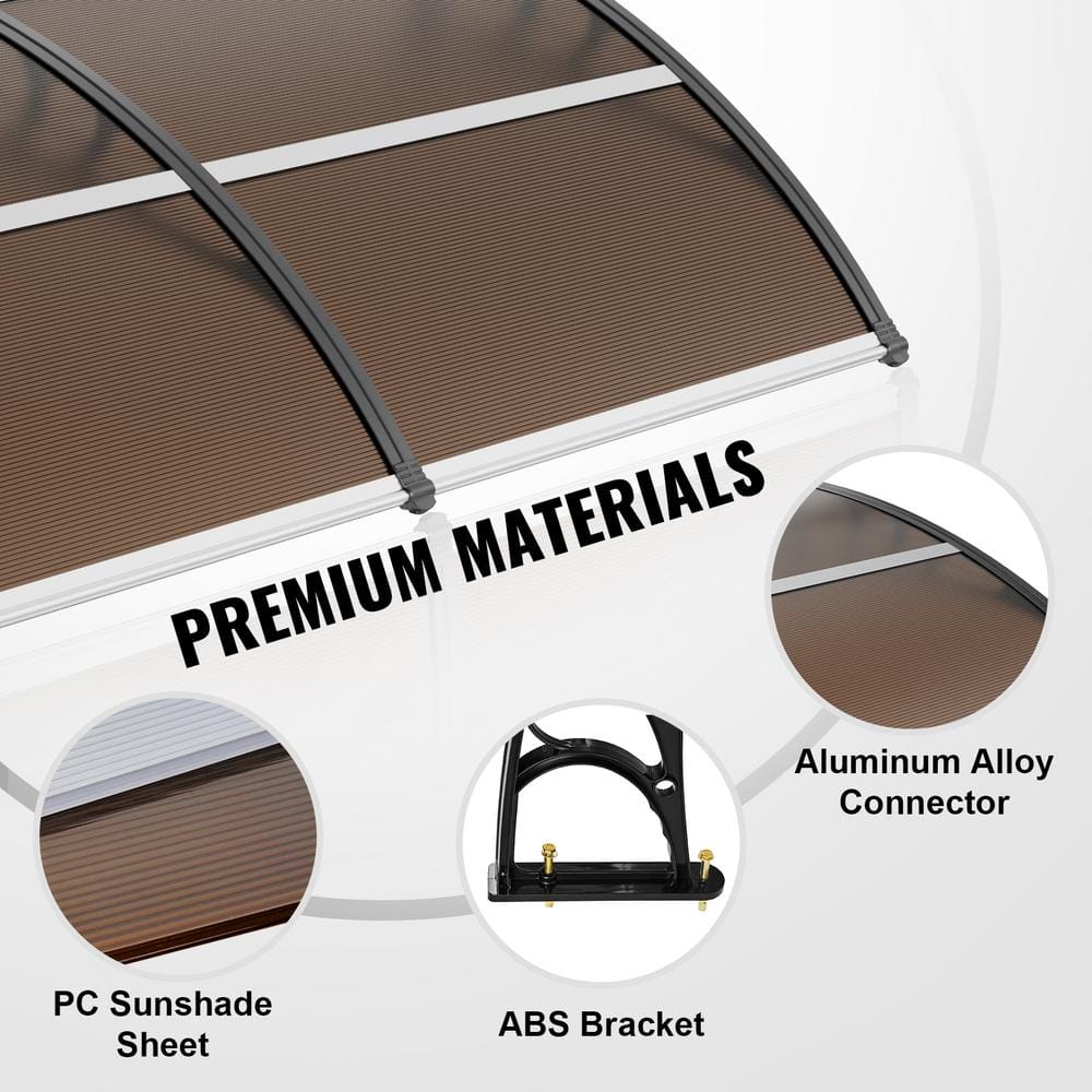 Brown Polycarbonate Retractable Door and Window Awning