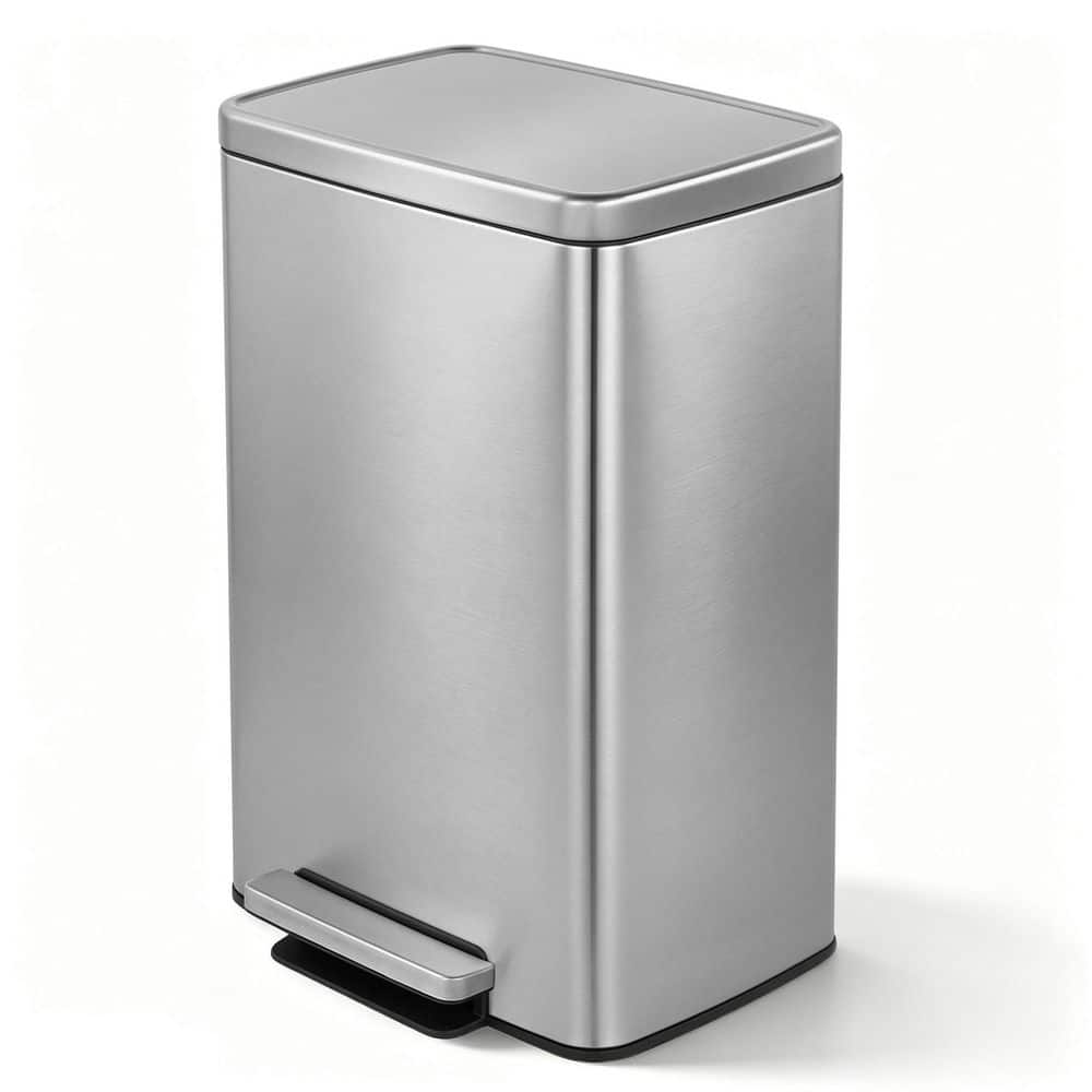 Innovaze 13 Gal. Silver Rectangle Step-On Metal Household Trash