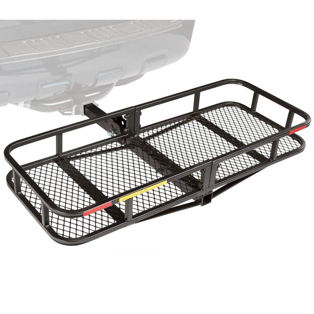 Black Powder-Coated Steel Folding Hitch Cargo Carrier, 48in