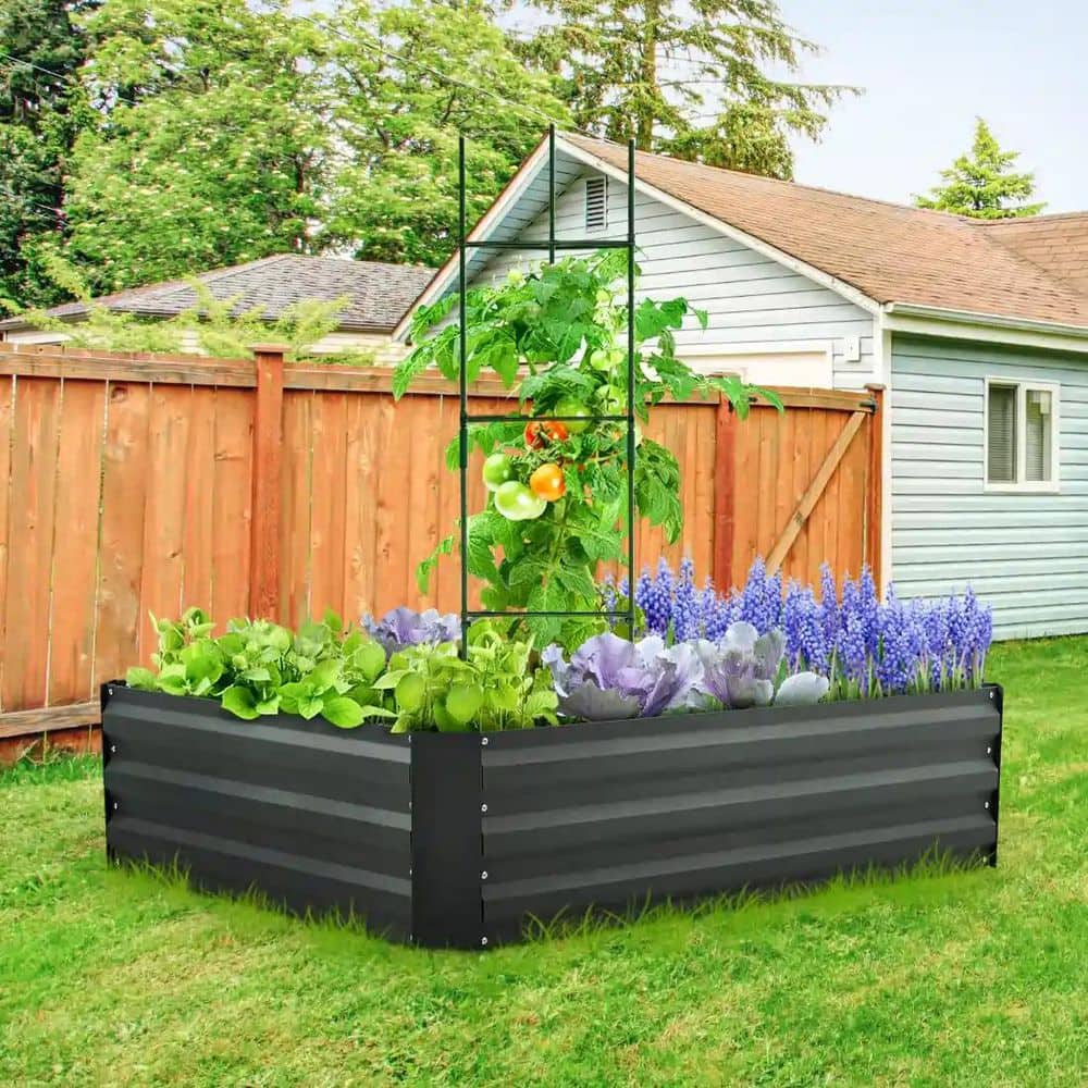 4 x 3 x 1 ft. Metal Planter Box, Galvanized Raised Garden Bed Bottomless fo
