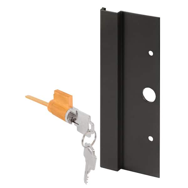 Prime-Line Black Aluminum Sliding Door Outside Pull with Door Lock and Key