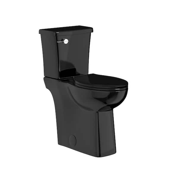 21.77 in. 2-Piece 1.28 GPF Single Flush Elongated Tall Toilet in Black with Soft Close Seat, for Seniors and Tall People