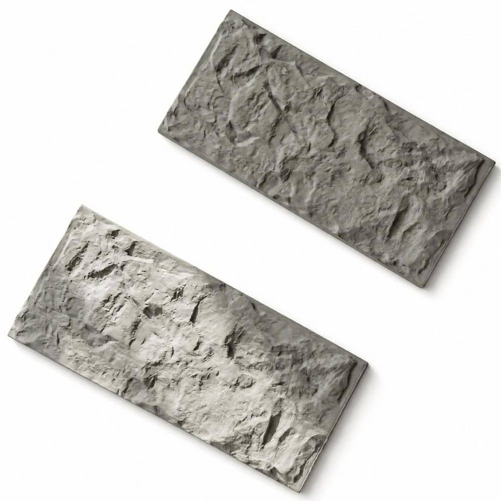 FUFU&GAGA 47.24 in. W x 23.62 in. L Gray Faux Stone Siding Wall