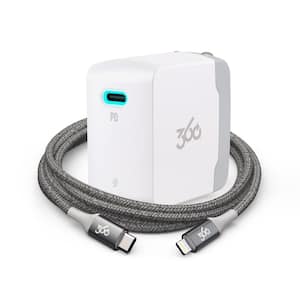 Vivid USB-C 18-Watt Wall Charger White Plus Habitat USB-C to Lightning Cable (4 ft. Charcoal)