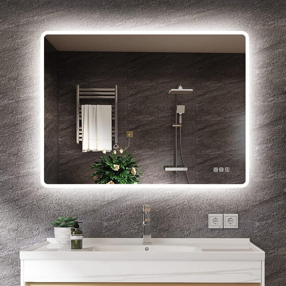Chende 32 x 24 Crystal LED Bathroom Mirror with 3 Light Colors, Dimmable  Hollywood Vanity Mirror with Lights with Crystal Crush Diamond, Lighted