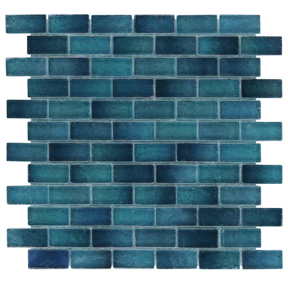 Shallows Blue Iridescent Glass Mosaic Wall Tile