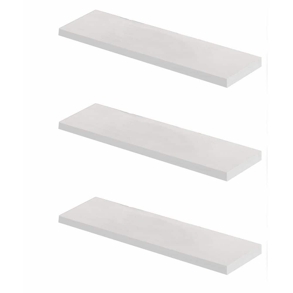 24 in. W x 6.7 in. D White Floating Shelves Decorative Wall Shelf (Set of 3