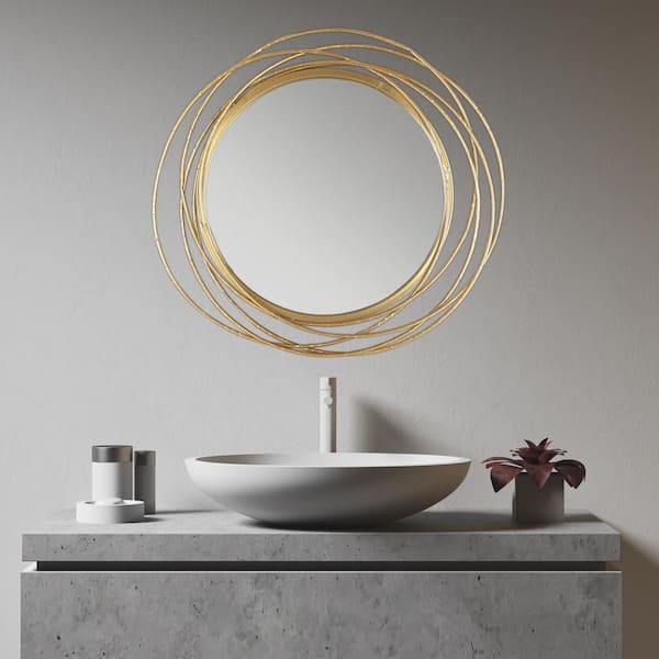 Mirrorize Canada 27 5 In Dia Framed Gold Round Wall Mirror Circle Rings Hanging Modern Metal Frame Accent Decor Imp8455 The Home Depot Mirrorize Canada 27 5 In Dia Framed, Round Decorative Mirror Canada