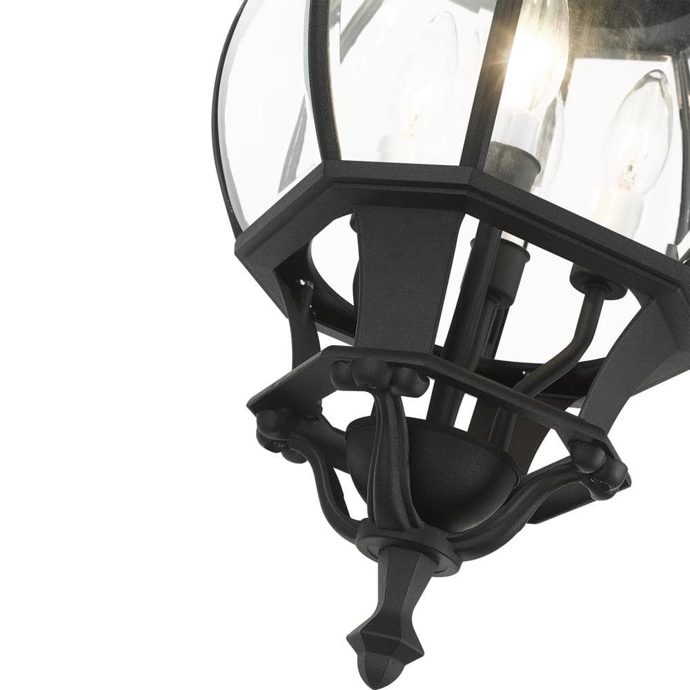 Frontenac Textured Black Outdoor Pendant Lantern with Clear Beveled Glass