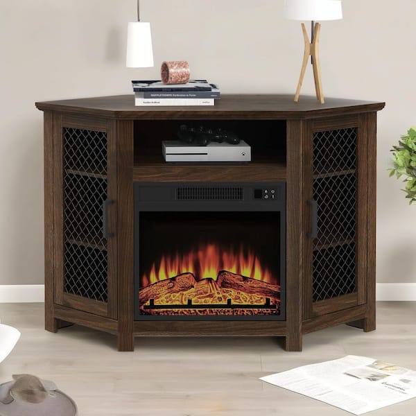 IHOMEadore 44.8 in. W Corner Fireplace TV Stand Media Console with