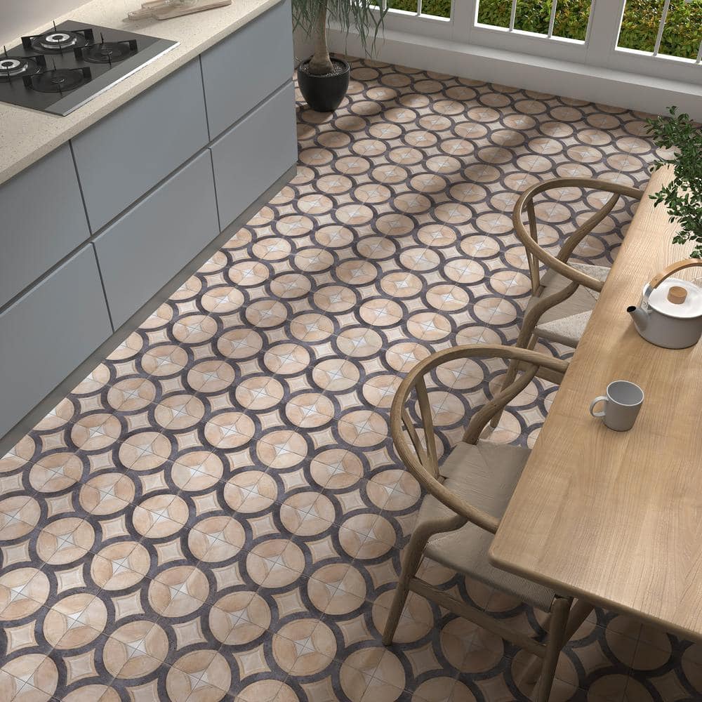 Circles Crema Matte Porcelain 8x8 Floor and Wall Tile